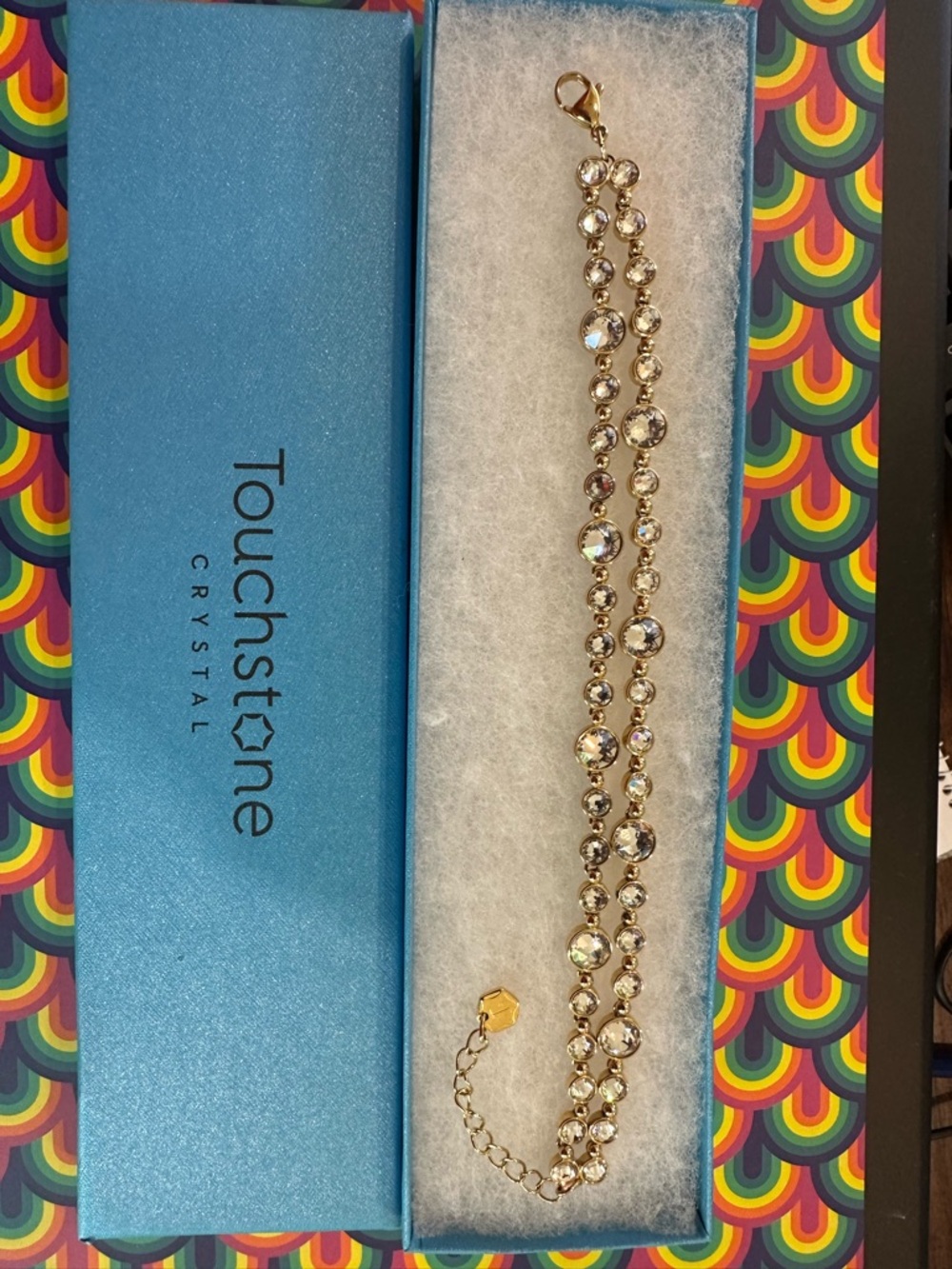 Touchstone Glam Crystal Gold and Clear Crystal Bracelet